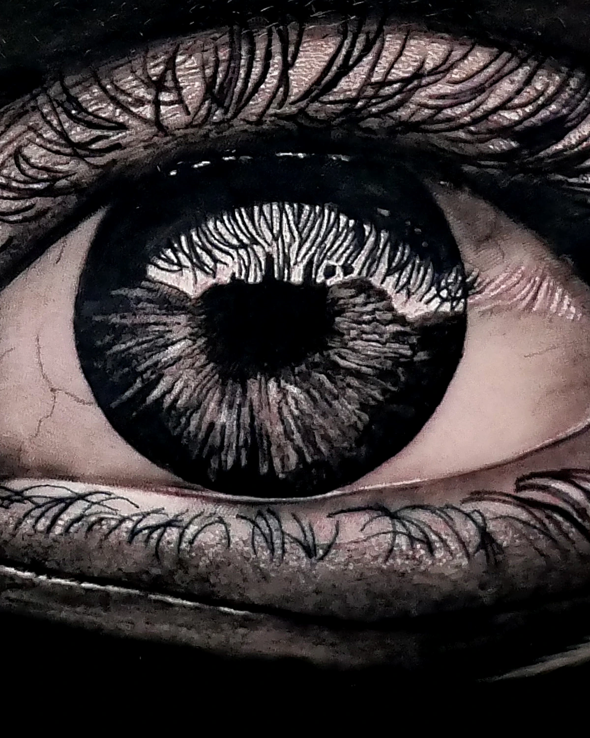 Macro of black and grey values on skin